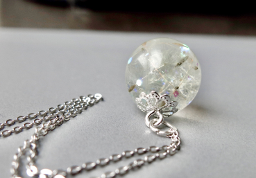 925 Sterling Kette, Glitzer u. Pusteblumen